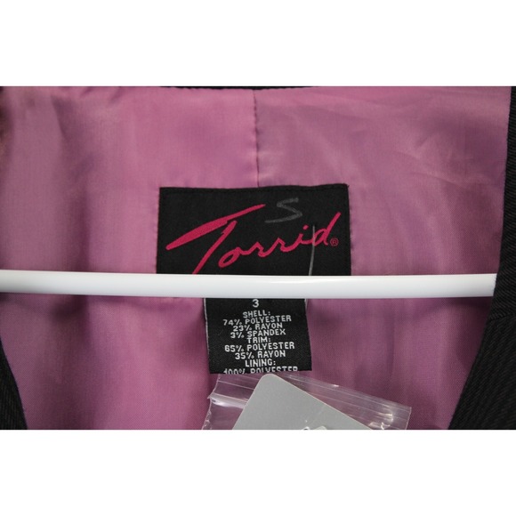 Torrid Womens Size 3 Pinstripe Blazer Pink Trim Bow Pockets Tie Back NWT - Picture 6 of 16
